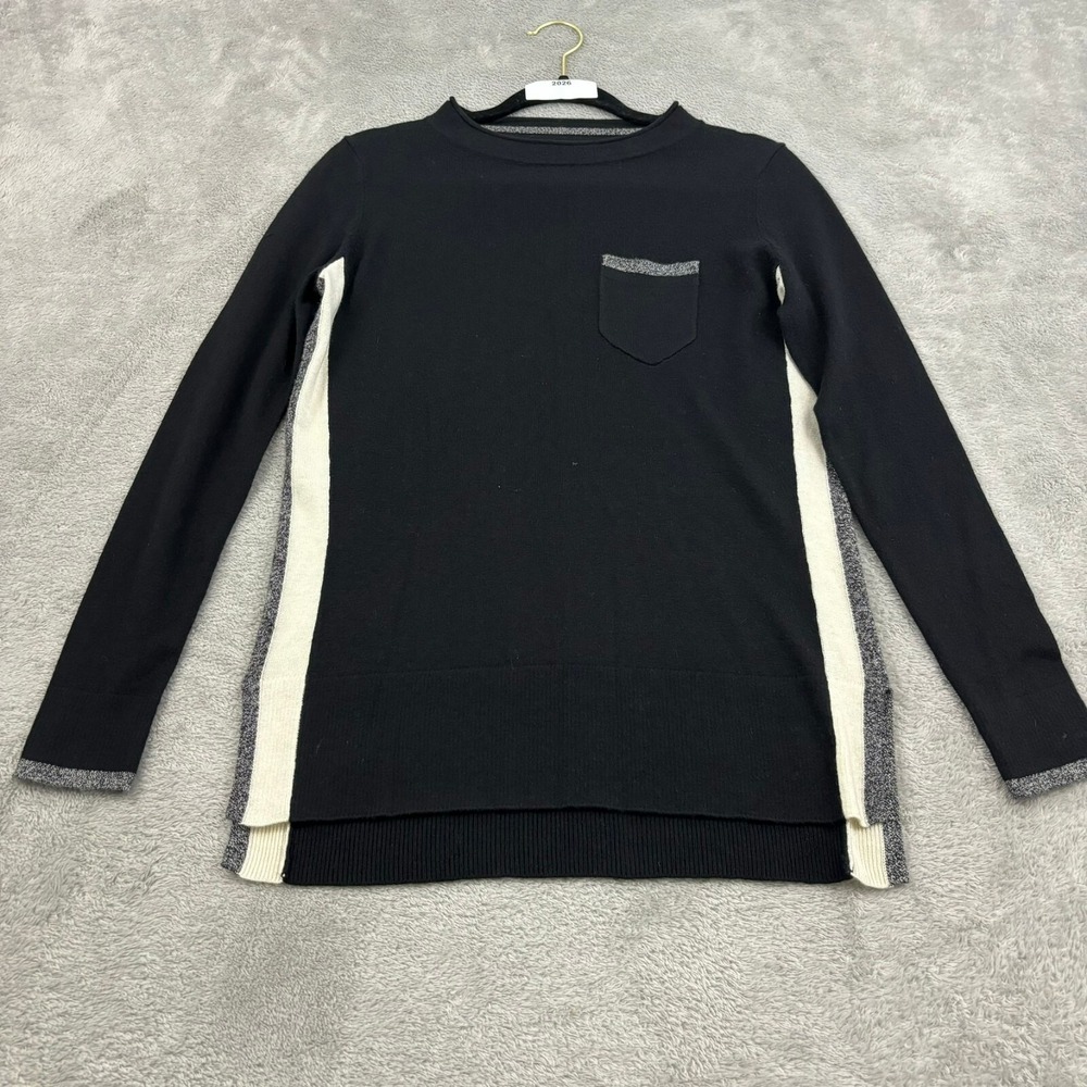 Smartwool Shadow Pine Pocket Sweater Women XS Black Colorblock Wool Blend Casual